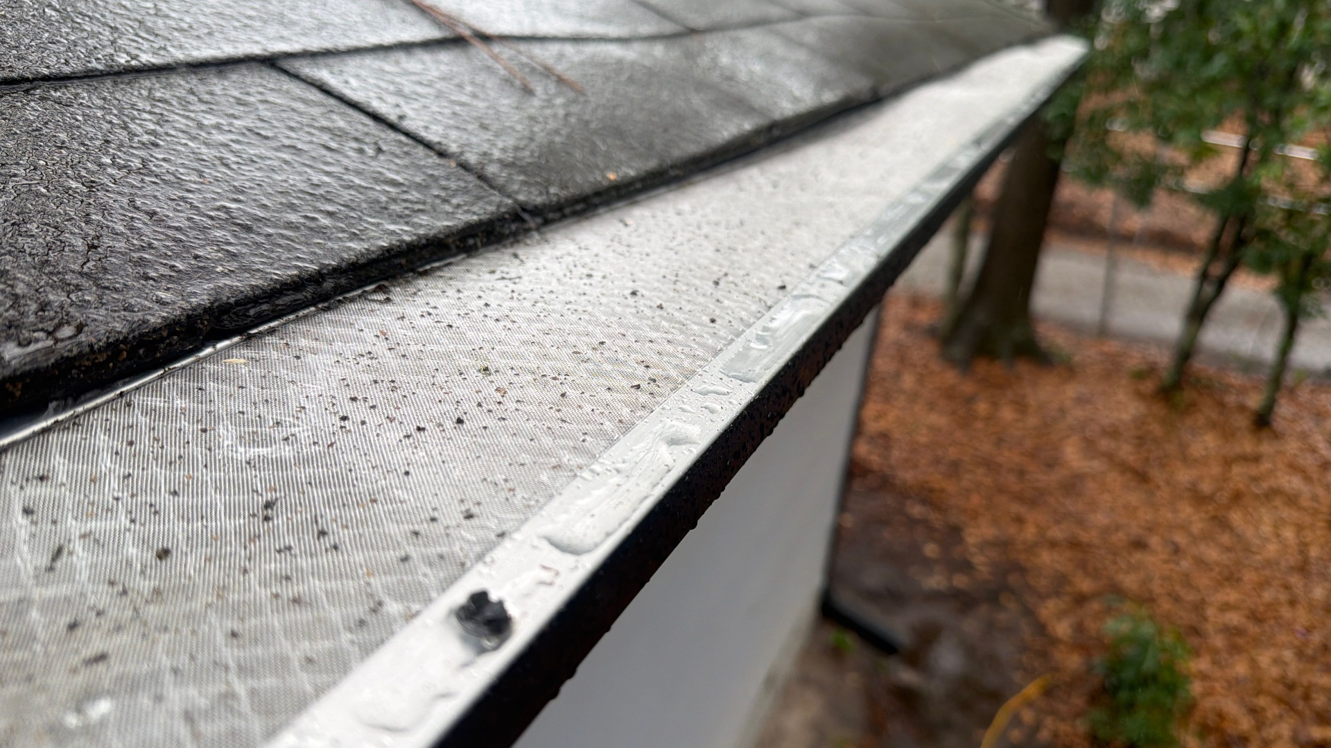 New gutter system with guard installed on residential home